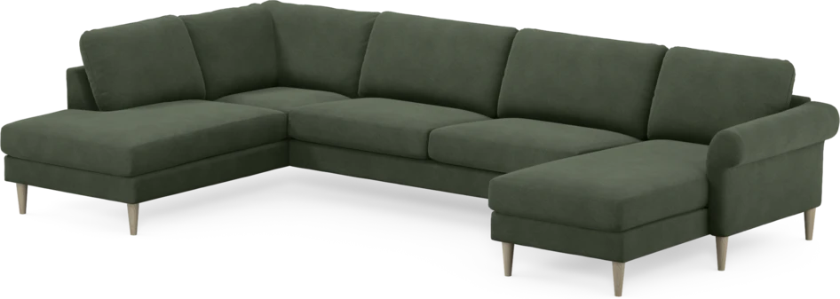 Bridge - 3-sits soffa med divan vänster och schäslong höger - Grön