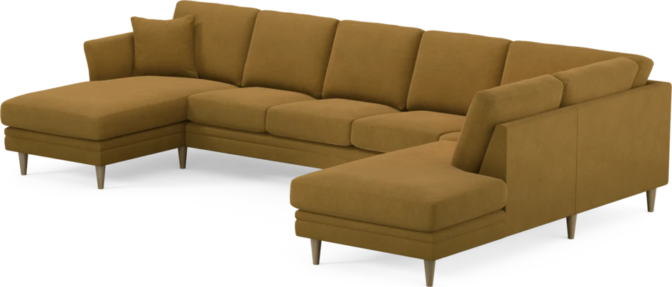 Eden - 3-sits soffa med schäslong vänster och divan höger - Gul