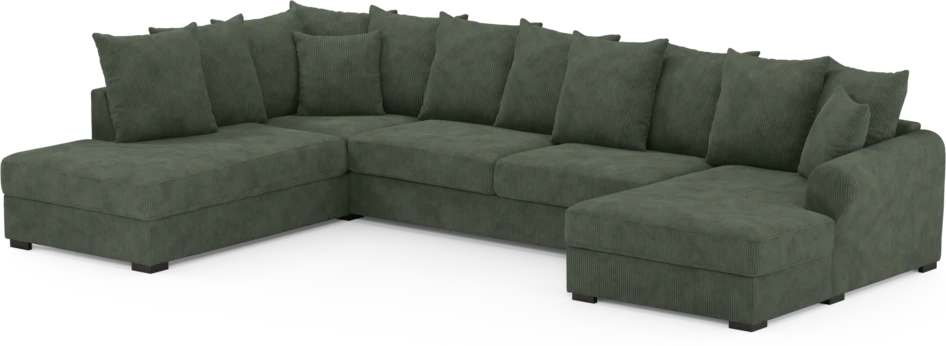 Town - 3-sits soffa med divan vänster och schäslong höger - Grön