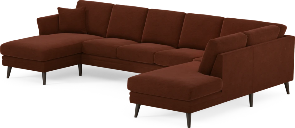 Eden - 3-sits soffa med schäslong vänster och divan höger - Orange