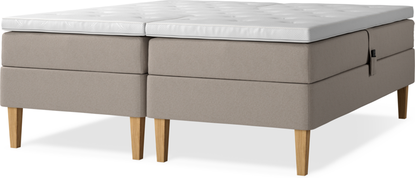 Delux Sense - Ställbar säng, dubbelsäng med bäddmadrass - Beige