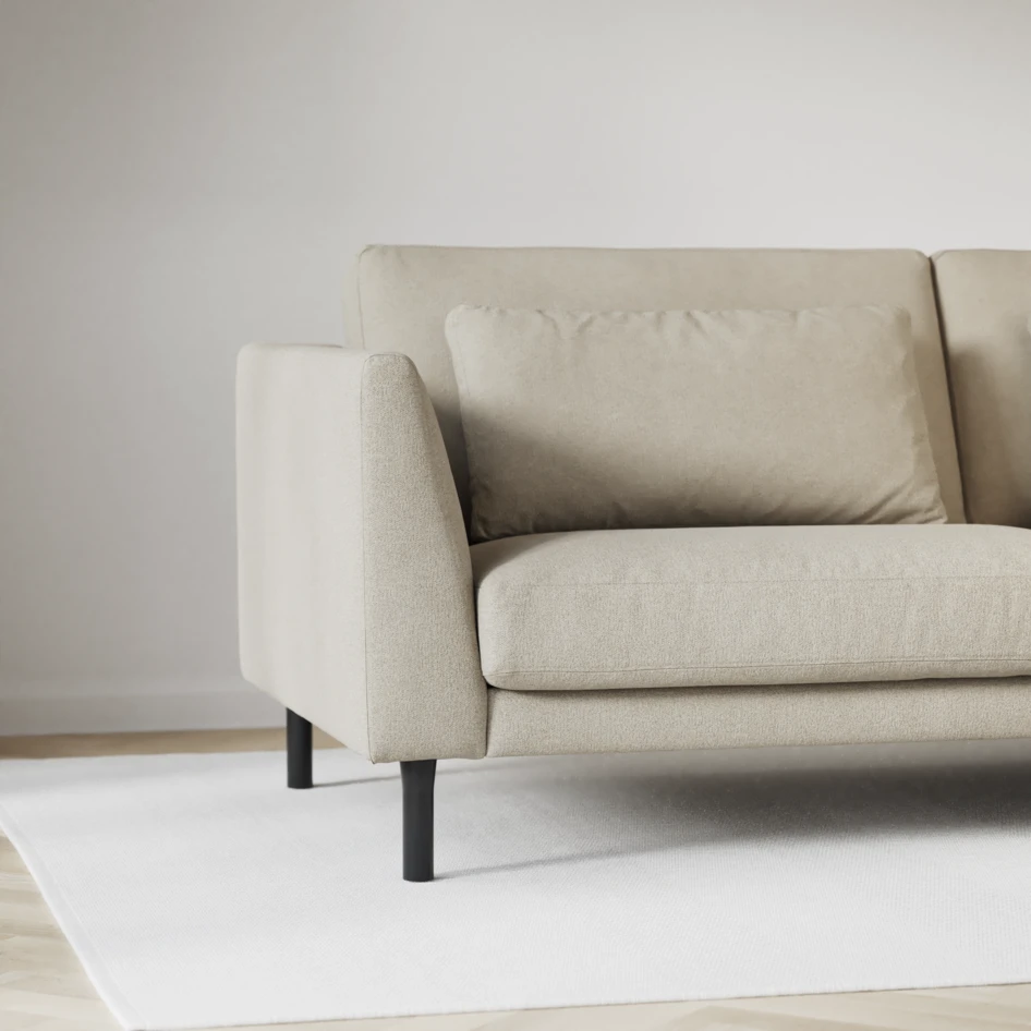Willow - 3-sits soffa med divan vänster, fast klädsel - Beige