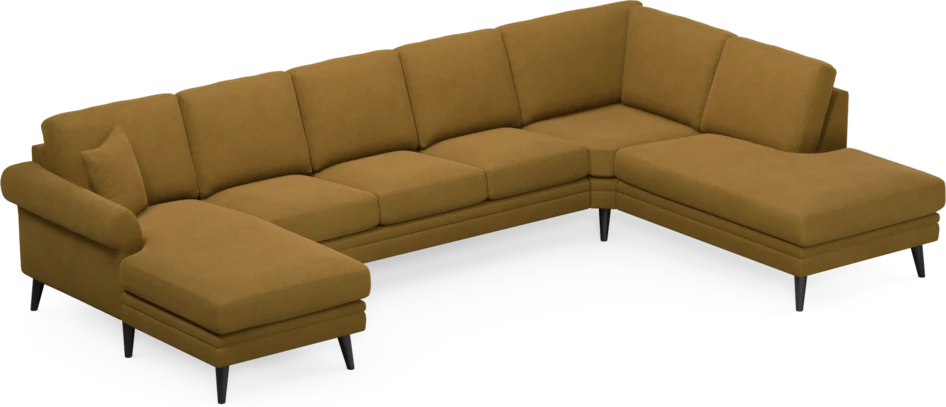 Eden - 3-sits soffa med schäslong vänster och divan höger - Gul
