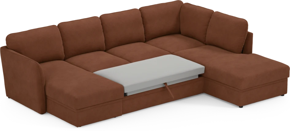 Öland - Bäddsoffa med schäslong vänster och divan höger - Orange