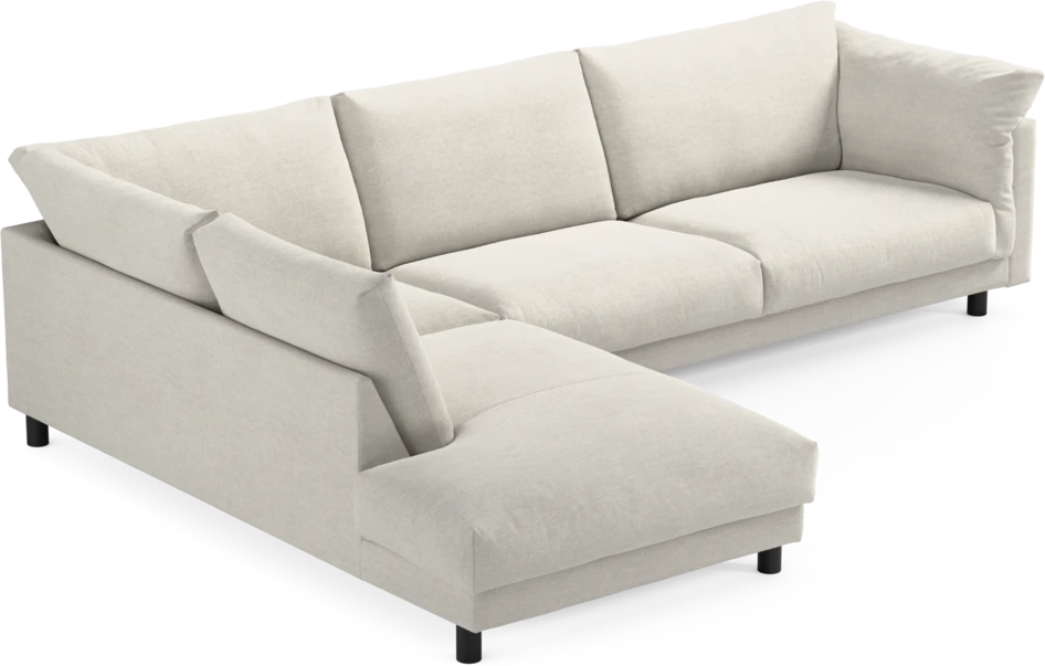 Cherrie - 3-sits soffa med divan vänster, fast klädsel - Vit