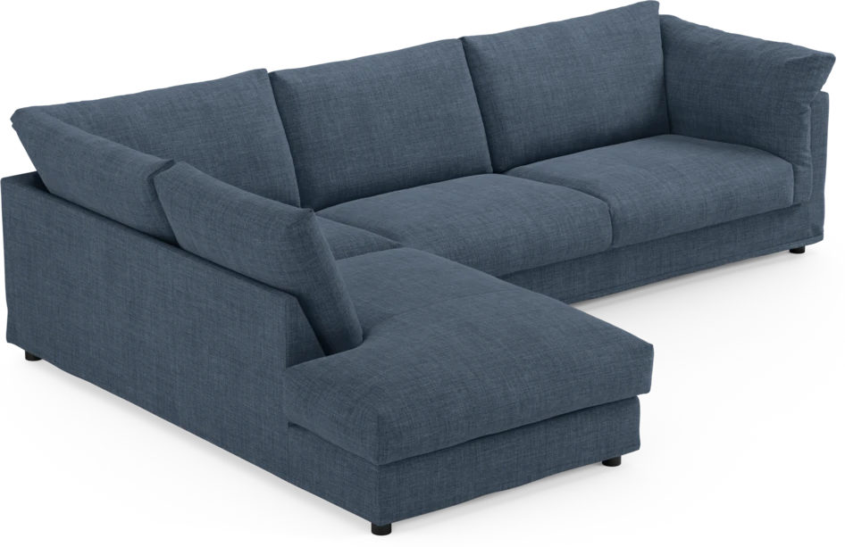 Cherrie - 3-sits soffa med divan vänster, med kappa - Blå