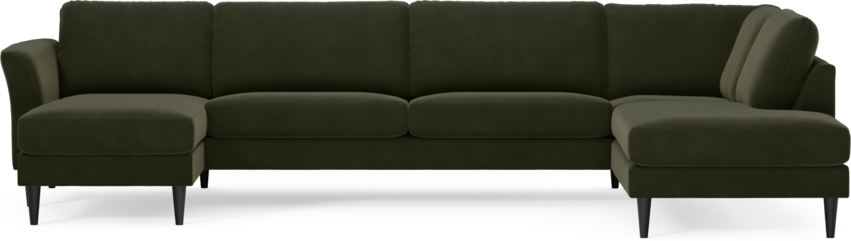 Bridge - 3-sits soffa med schäslong vänster och divan höger - Grön