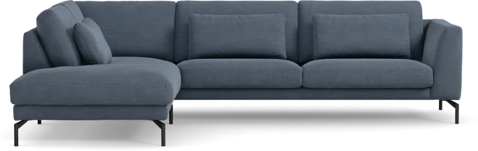 Willow - 3-sits soffa med divan vänster, fast klädsel - Blå