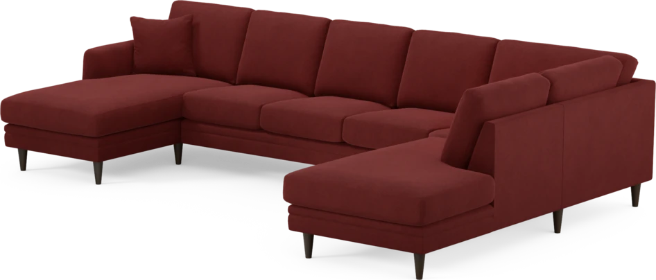 Eden - 3-sits soffa med schäslong vänster och divan höger - Röd