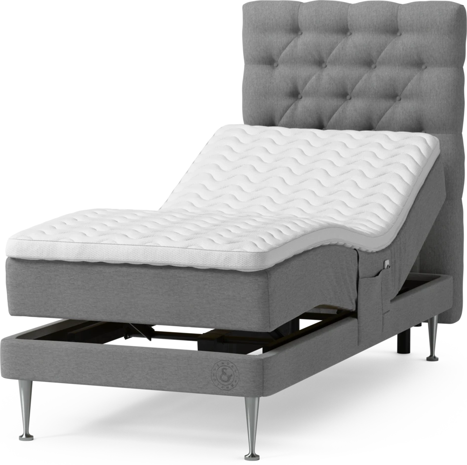 Särö Comfort - Ställbar säng, enkelsäng med bäddmadrass, sängben och Pikerad sänggavel