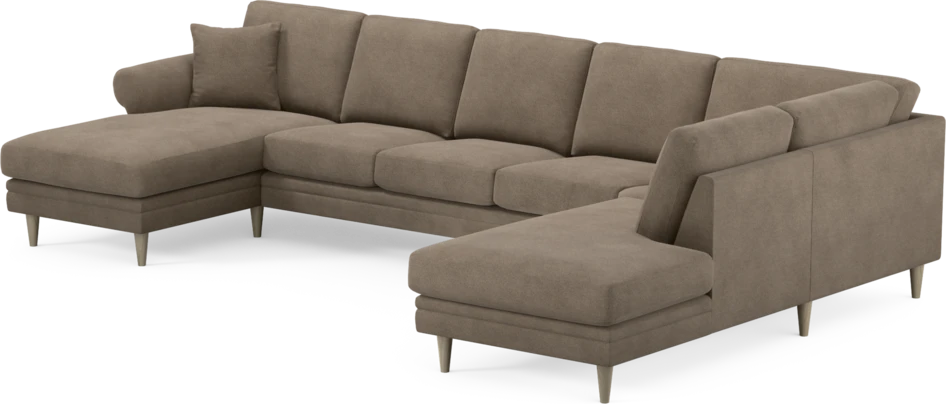 Eden - 3-sits soffa med schäslong vänster och divan höger - Brun