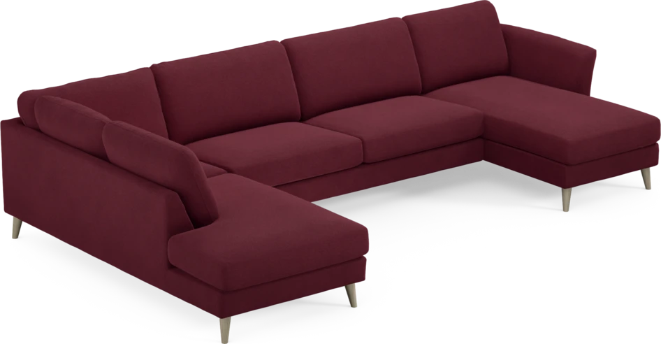Bridge - 3-sits soffa med divan vänster och schäslong höger - Röd