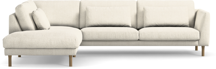 Willow - 3-sits soffa med divan vänster, fast klädsel - Vit