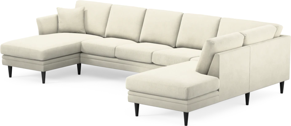 Eden - 3-sits soffa med schäslong vänster och divan höger - Vit
