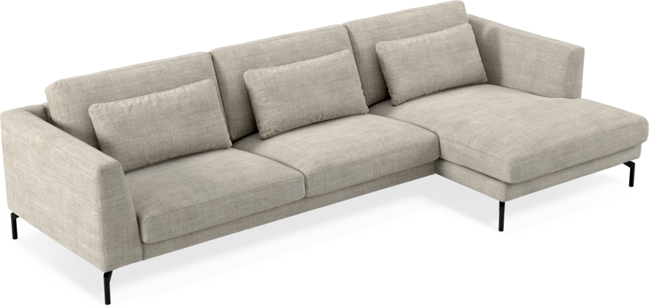 Willow - 3-sits soffa med schäslong höger, fast klädsel - Beige