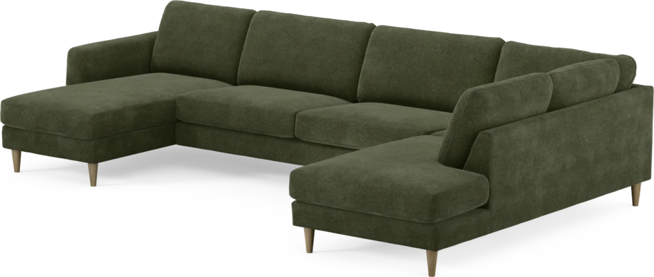 Bridge - 3-sits soffa med schäslong vänster och divan höger - Grön