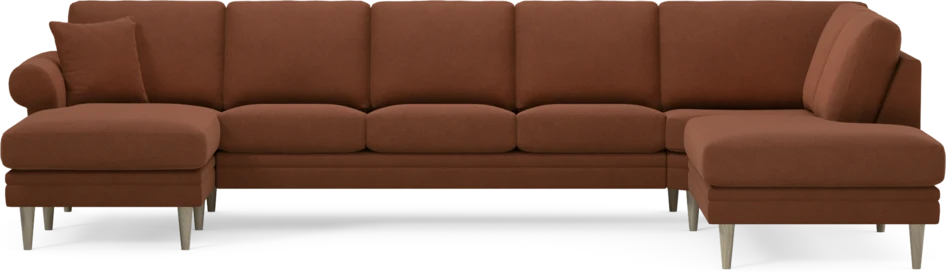 Eden - 3-sits soffa med schäslong vänster och divan höger - Orange