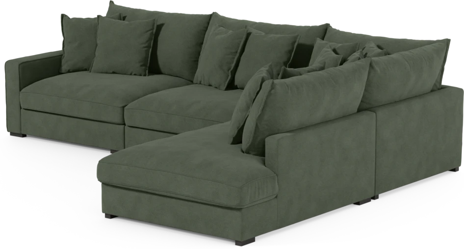Rossi - 3-sits soffa med divan höger - Grön