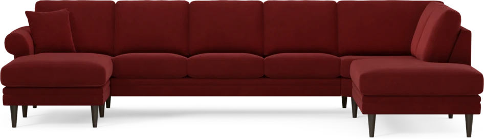 Eden - 3-sits soffa med schäslong vänster och divan höger - Röd