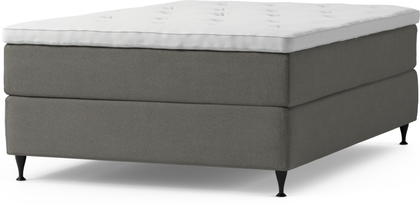 Delux Exclusive - Kontinentalsäng, enkelsäng 140 cm med bäddmadrass och sängben - Grå