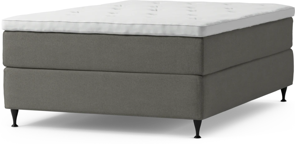 Delux Exclusive - Kontinentalsäng, enkelsäng 140 cm med bäddmadrass och sängben - Grå