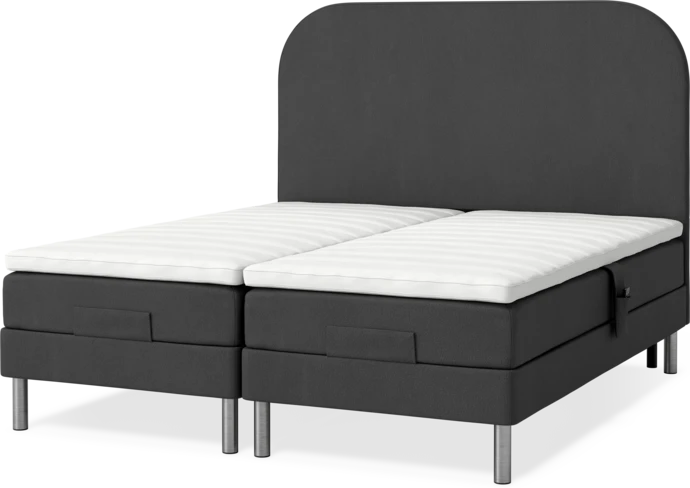 Roma Family, Ställbar säng, dubbelsäng med bäddmadrass och sänggavel slät, B 160-180