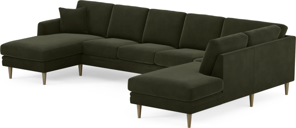 Eden - 3-sits soffa med schäslong vänster och divan höger - Grön