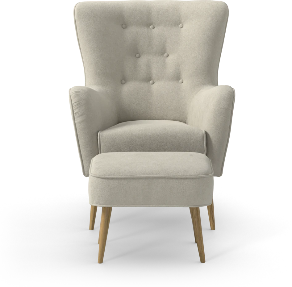 Cordelia - Fåtölj med fotpall - Beige