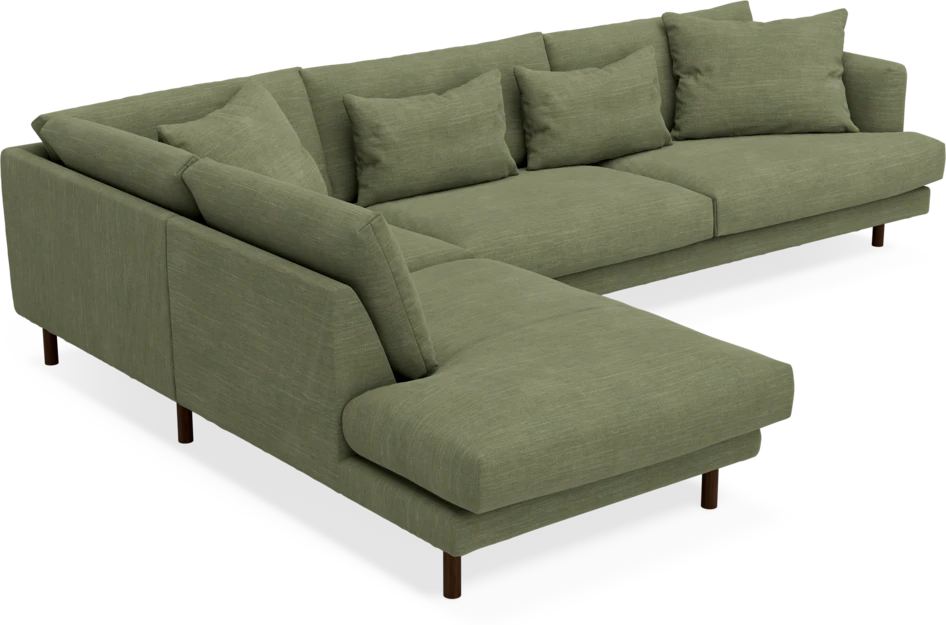 Harper - 3-sits soffa med divan vänster - Grön