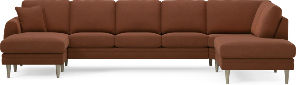Eden - 3-sits soffa med schäslong vänster och divan höger - Orange