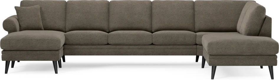 Eden - 3-sits soffa med schäslong vänster och divan höger - Brun