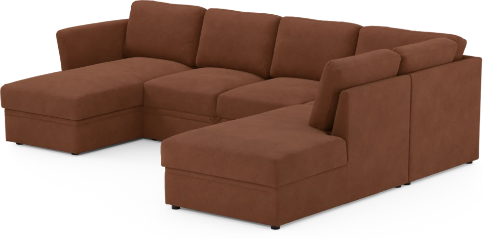 Öland - Bäddsoffa med schäslong vänster och divan höger - Orange
