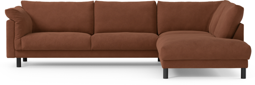 Cherrie - 3-sits soffa med divan höger, fast klädsel - Orange