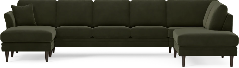 Eden - 3-sits soffa med schäslong vänster och divan höger - Grön