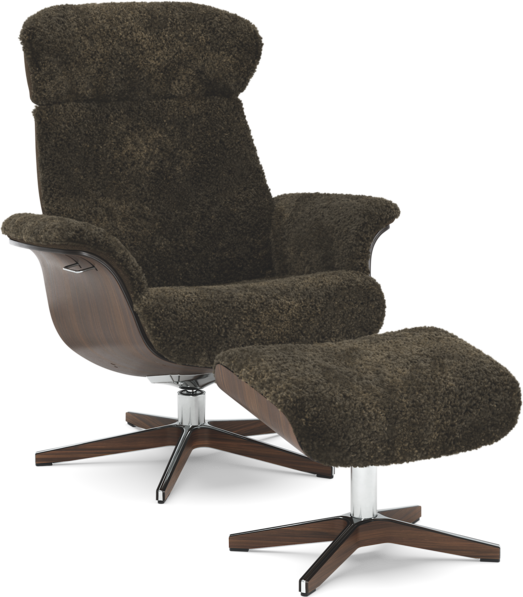 Timeout - Fåtölj och fotpall - Brun