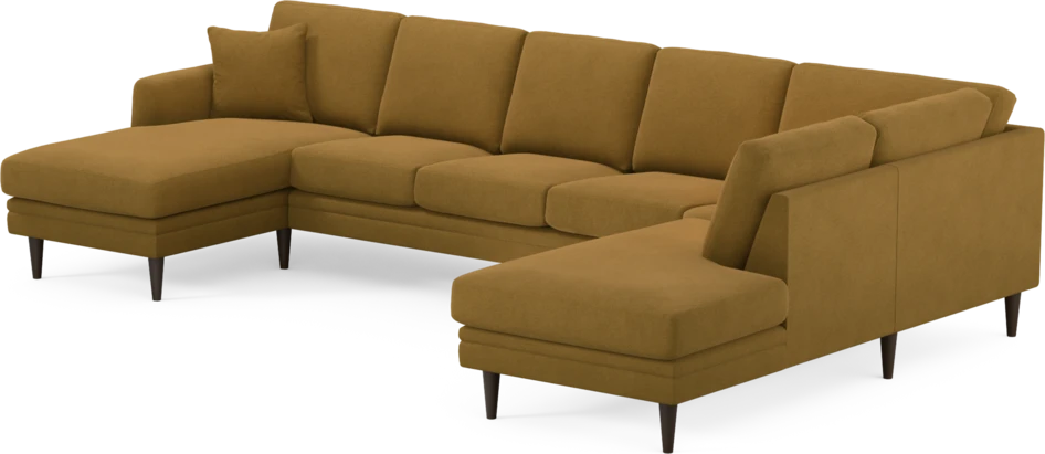Eden - 3-sits soffa med schäslong vänster och divan höger - Gul
