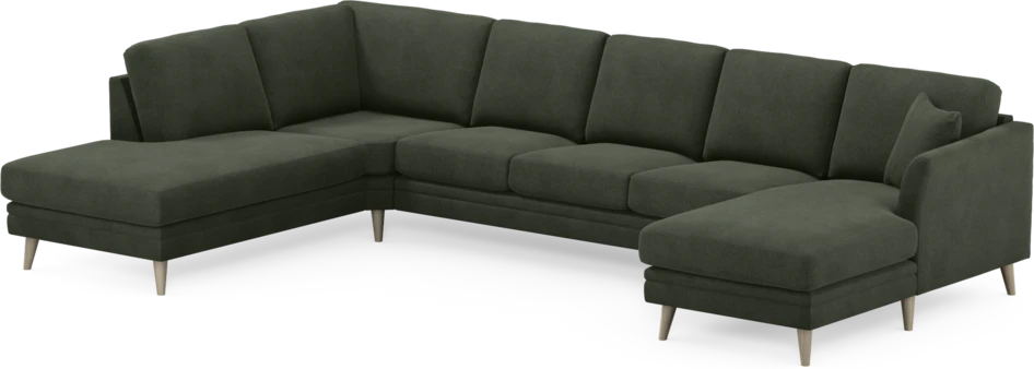 Eden - 3-sits soffa med divan vänster och schäslong höger - Grön