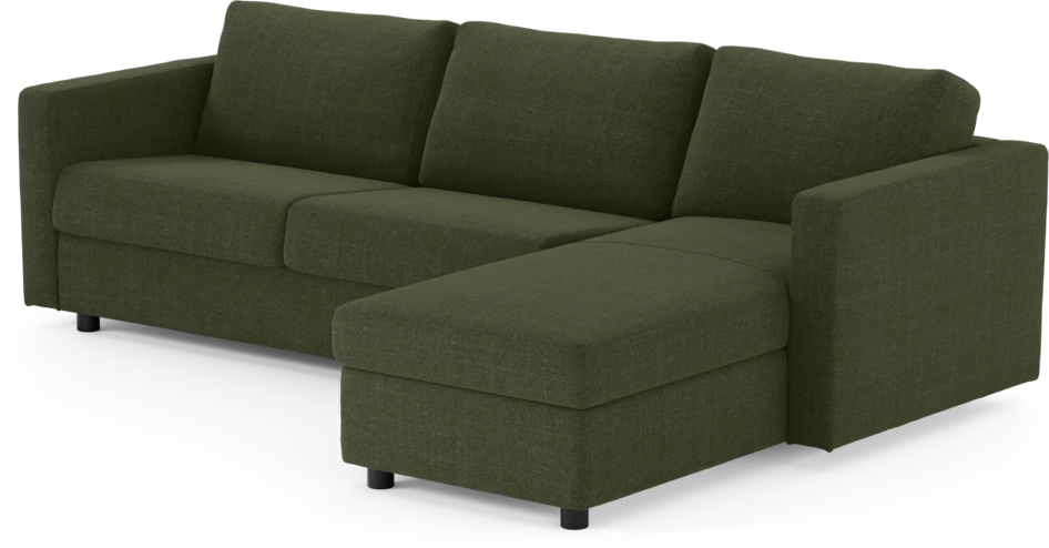 Lindö - Bäddsoffa 2,5-sits med schäslong, vändbar - Grön