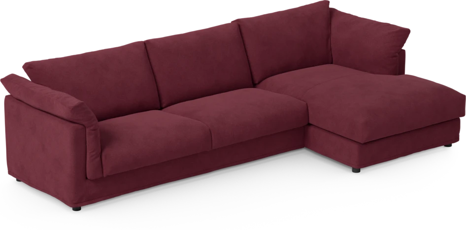 Cherrie - 3-sits soffa med schäslong höger, med kappa - Röd