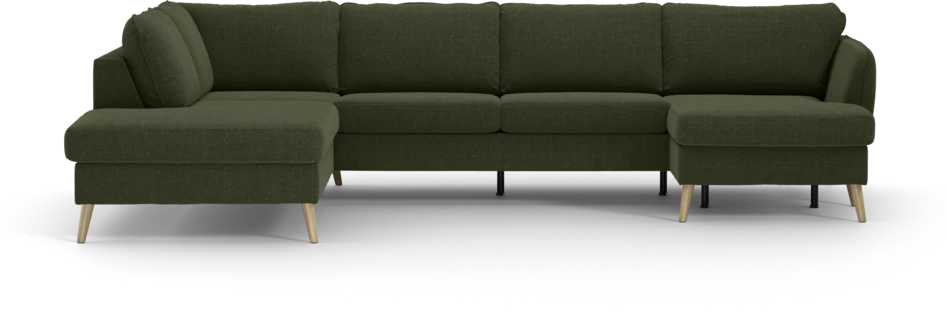 County - 3-sits soffa med divan vänster och schäslong höger - Grön