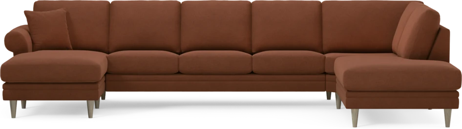 Eden - 3-sits soffa med schäslong vänster och divan höger - Orange
