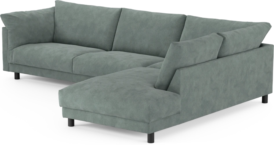 Cherrie - 3-sits soffa med divan höger, fast klädsel - Blå