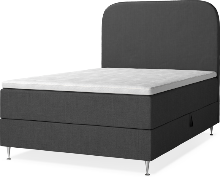 New York - Förvaringssäng, enkelsäng med bäddmadrass, sängben och sänggavel slät - Grå