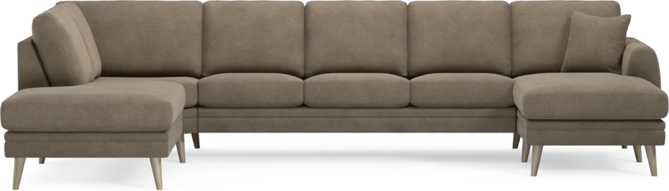 Eden - 3-sits soffa med divan vänster och schäslong höger - Brun