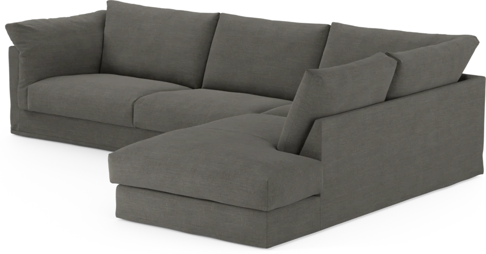 Cherrie - 3-sits soffa med divan höger, med kappa - Grå