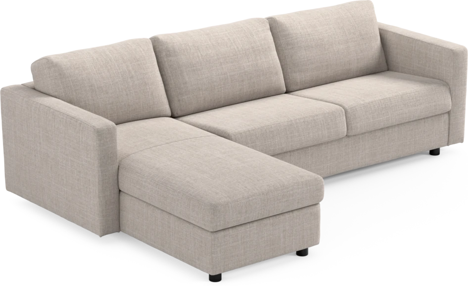 Lindö - Bäddsoffa 2,5-sits med schäslong, vändbar - Beige