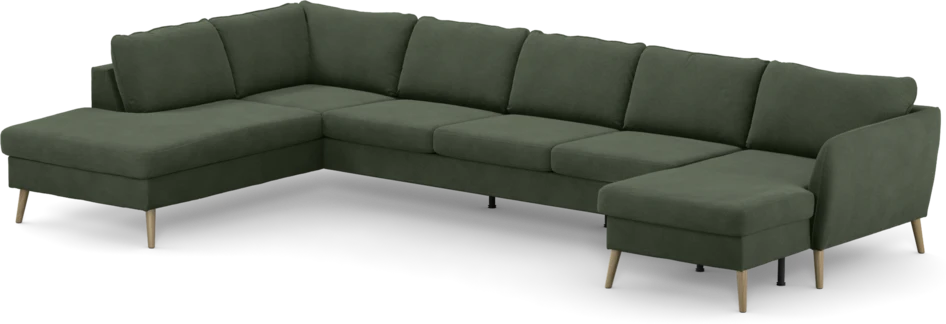 County - 4-sits soffa med divan vänster och schäslong höger - Grön