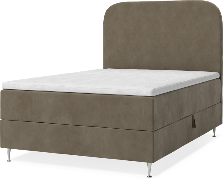 New York - Förvaringssäng, enkelsäng med bäddmadrass och sänggavel slät - Brun