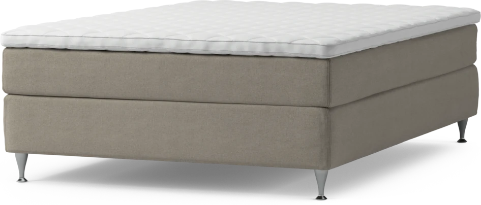 Delux Sense - Kontinentalsäng, enkelsäng 140 cm med bäddmadrass och sängben - Beige