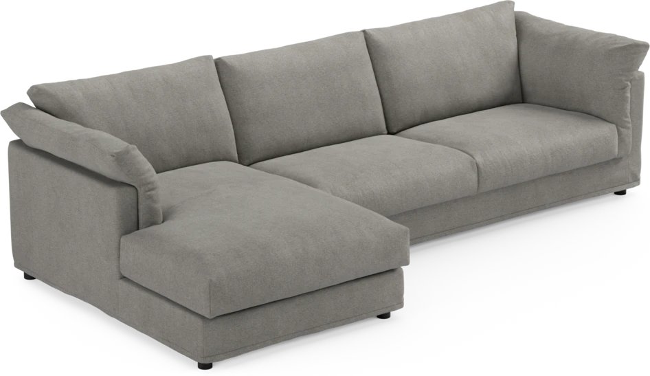 Cherrie - 3-sits soffa med schäslong vänster, med kappa - Grå